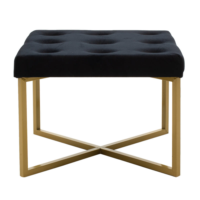 Luisa pakoworld stool black velvet - golden metal 40x40x30cm