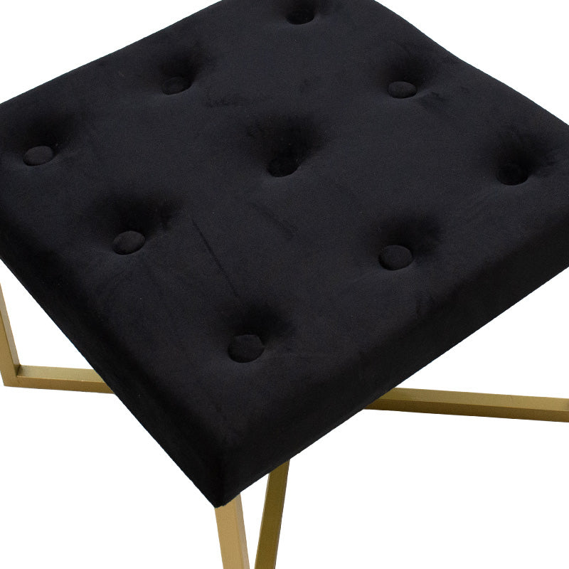 Luisa pakoworld stool black velvet - golden metal 40x40x30cm