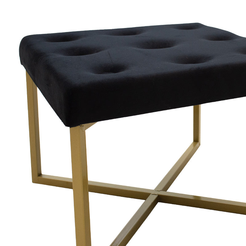 Luisa pakoworld stool black velvet - golden metal 40x40x30cm