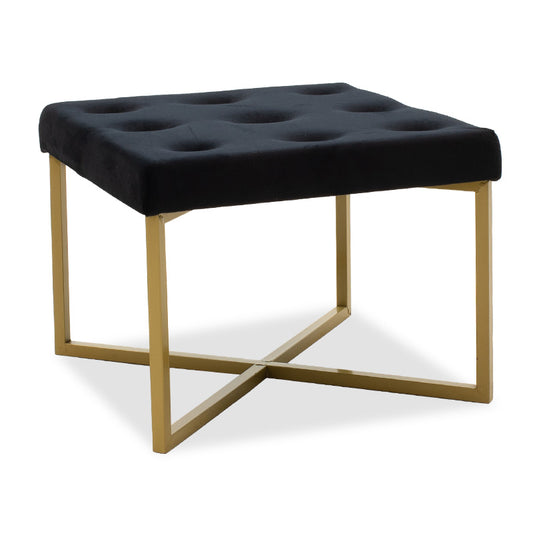 Luisa pakoworld stool black velvet - golden metal 40x40x30cm