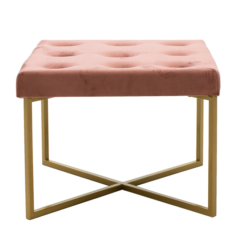 Luisa pakoworld stool in dark rotten apple velvet - golden metal 40x40x30cm