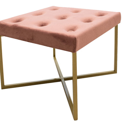 Luisa pakoworld stool in dark rotten apple velvet - golden metal 40x40x30cm