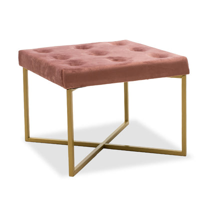 Luisa pakoworld stool in dark rotten apple velvet - golden metal 40x40x30cm