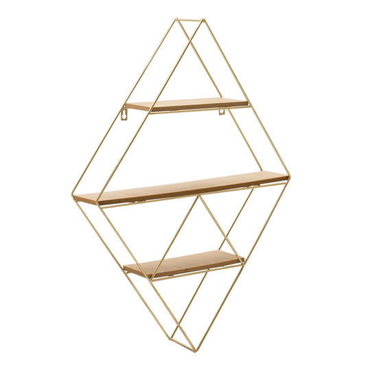 Wall shelf unit Olen pakoworld golden-natural 49x10x69cm