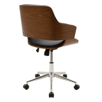 Fern pakoworld office chair black pu - walnut wood 53x61x79/89cm