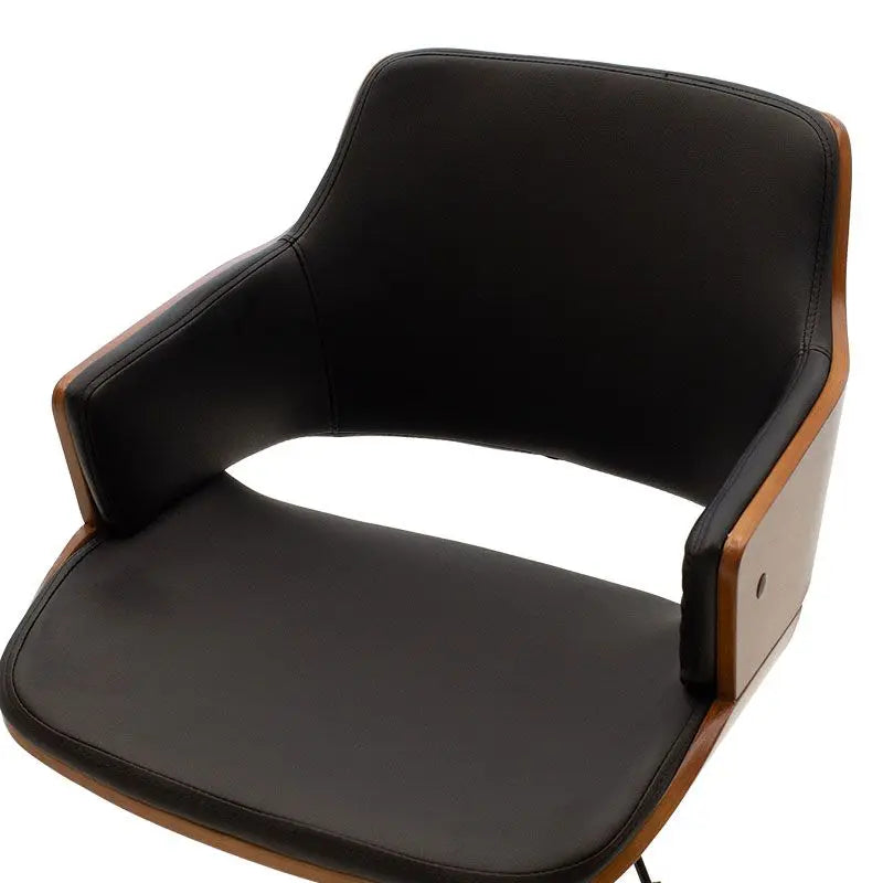Fern pakoworld office chair black pu - walnut wood 53x61x79/89cm