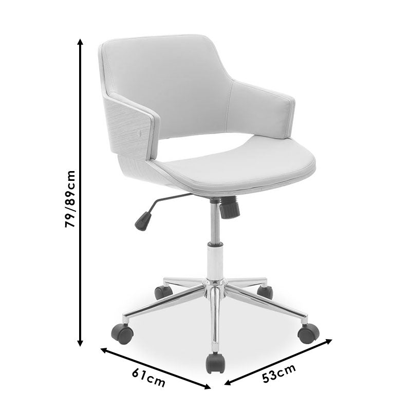 Fern pakoworld office chair black pu - walnut wood 53x61x79/89cm