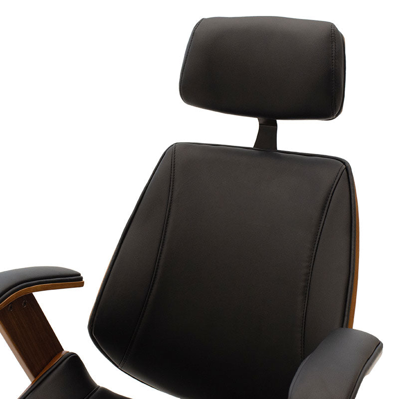 Director's office chair Fern pakoworld pu in black shade and walnut wood 64.5x62x117/123cm