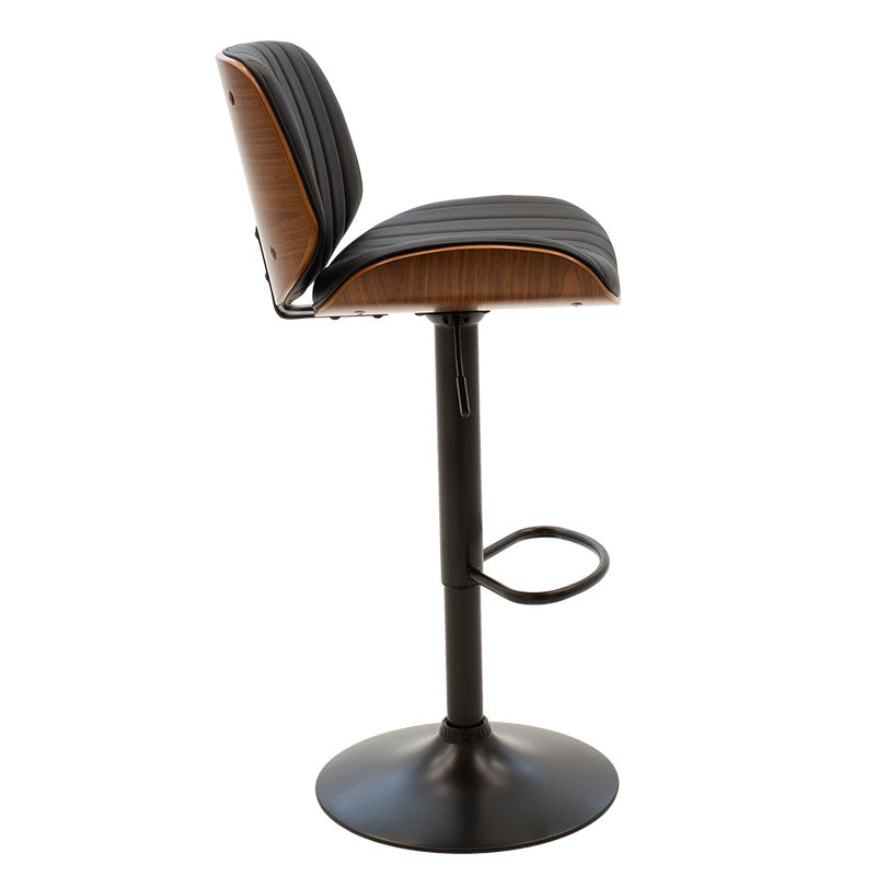 Bar stool Fern pakoworld adjustable height PU black wenge metal black