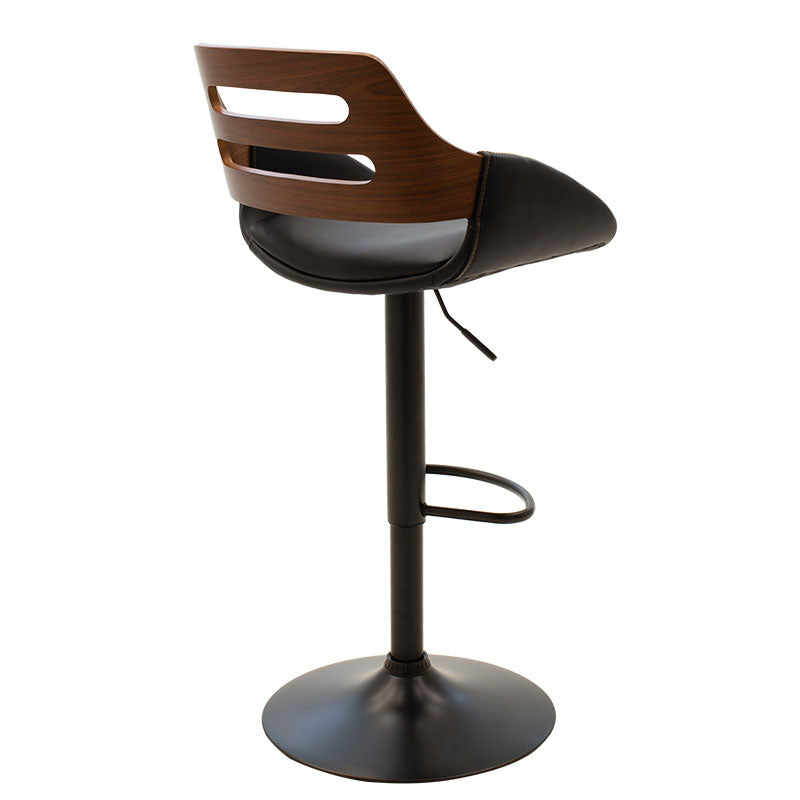 Bar stool Fern pakoworld adjustable height PU black walnut-metal black