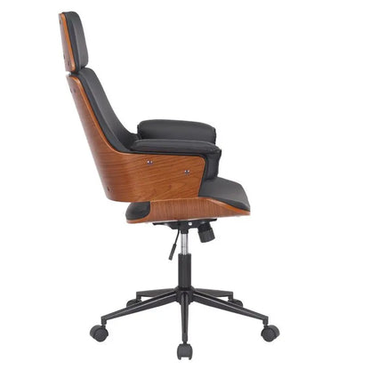 Manager office chair Hermanos pakoworld with black pu - walnut wood