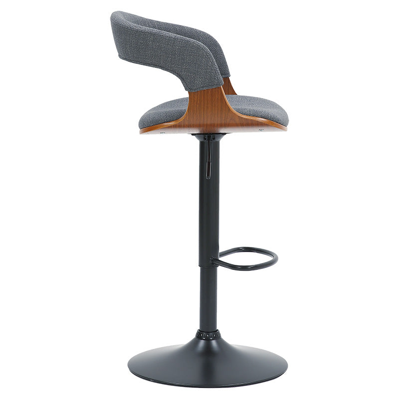 Bar stool Zero pakoworld folding gray fabric-plywood walnut-metal black