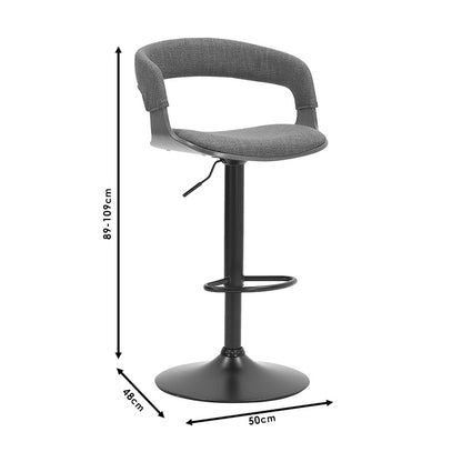 Bar stool Zero pakoworld folding gray fabric-plywood walnut-metal black