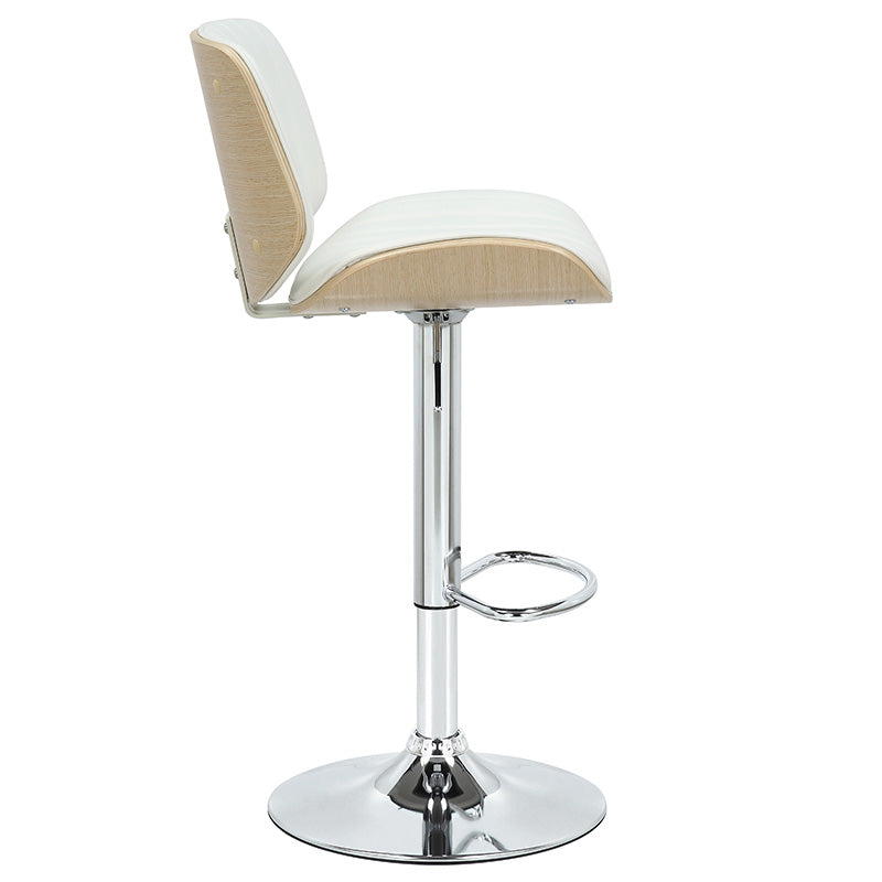 Bar stool Fern pakoworld folding PU white plywood natural-chrome metal 48x50x88/108cm