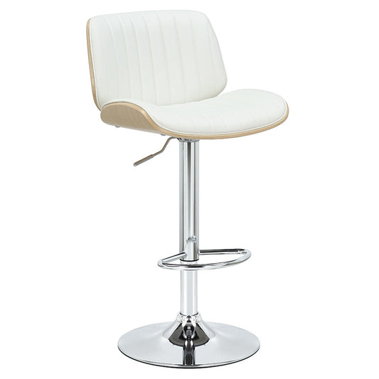 Bar stool Fern pakoworld folding PU white plywood natural-chrome metal 48x50x88/108cm