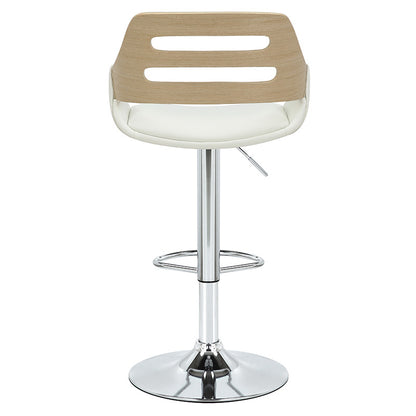 Bar stool Fern pakoworld adjustable height PU white natural-metal chrome