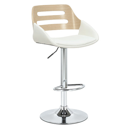 Bar stool Fern pakoworld adjustable height PU white natural-metal chrome