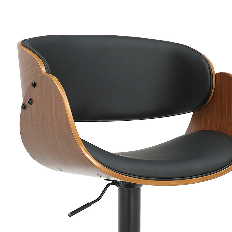 Bar stool Hadley pakoworld folding black pu-wood walnut-metal black