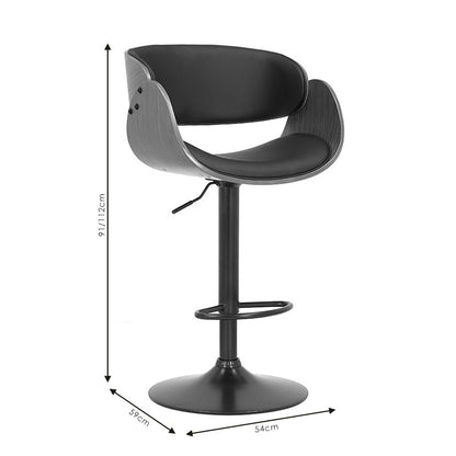 Bar stool Hadley pakoworld folding black pu-wood walnut-metal black