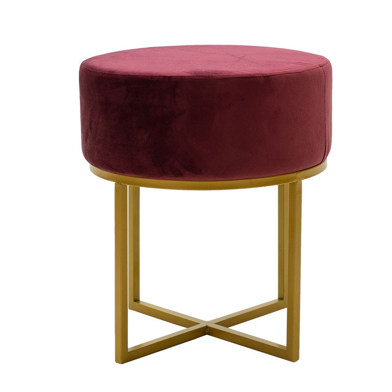 Isla pakoworld stool dark red velvet - golden metal 40x40x45cm