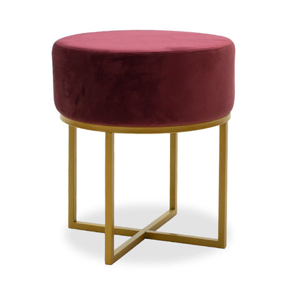 Isla pakoworld stool dark red velvet - golden metal 40x40x45cm