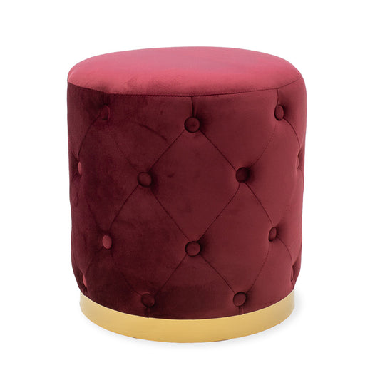 Cora pakoworld stool dark red velvet - golden metal 40x40x42cm