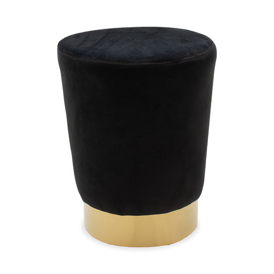 Ian pakoworld stool black velvet - golden metal 35x35x43cm