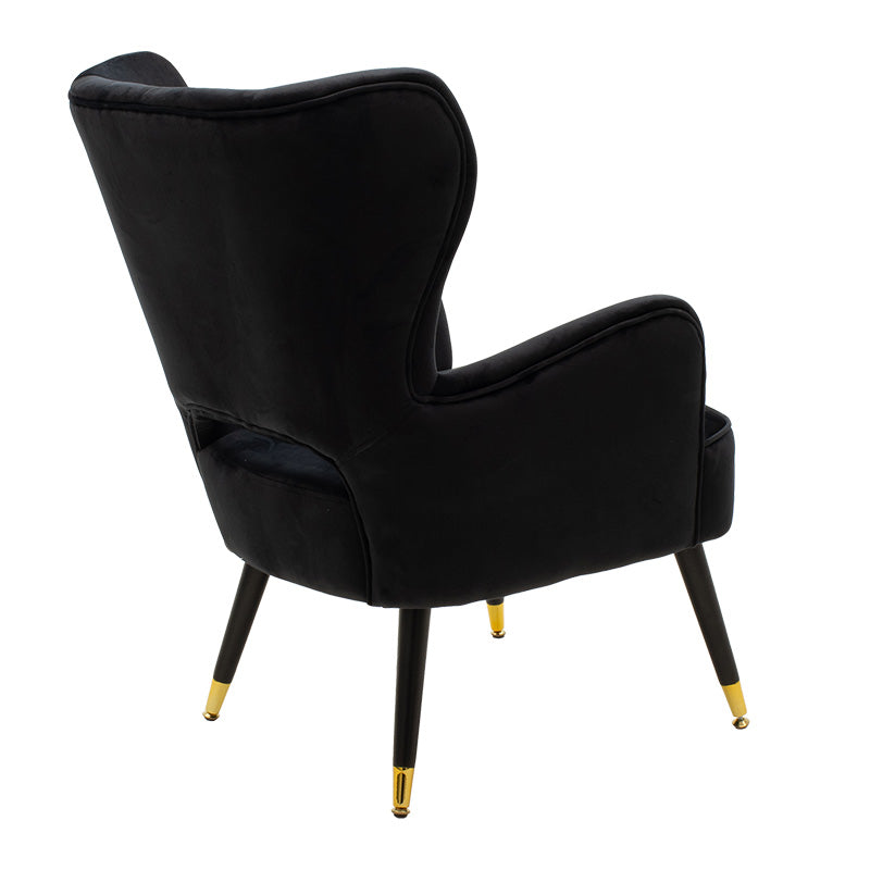 Armchair Lark pakoworld in black velvet 65x74x90cm