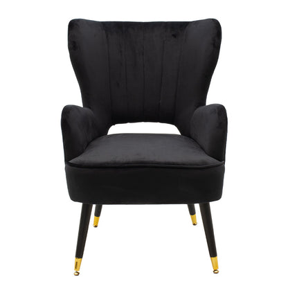 Armchair Lark pakoworld in black velvet 65x74x90cm