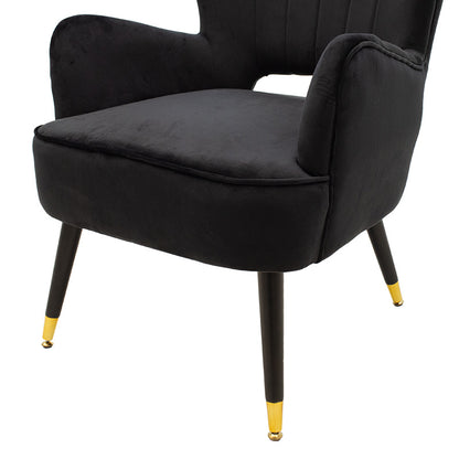 Armchair Lark pakoworld in black velvet 65x74x90cm