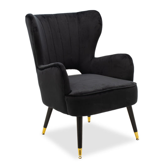 Armchair Lark pakoworld in black velvet 65x74x90cm