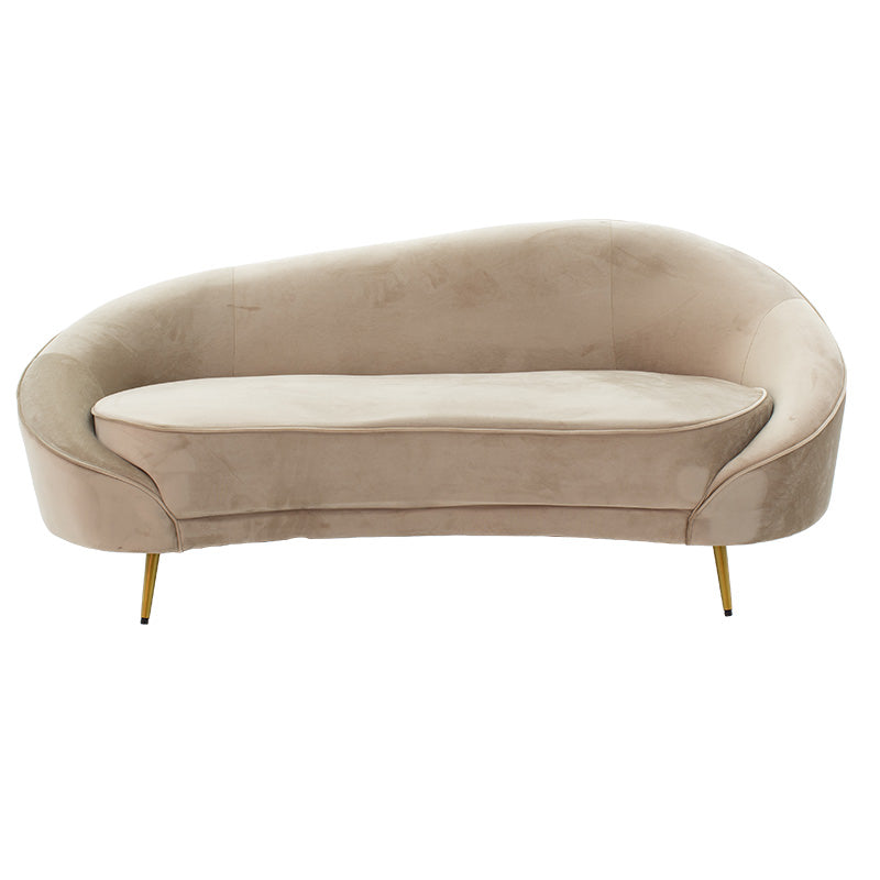 3 seater sofa Amora pakoworld  in beige velvet - golden metal 180x81x77cm