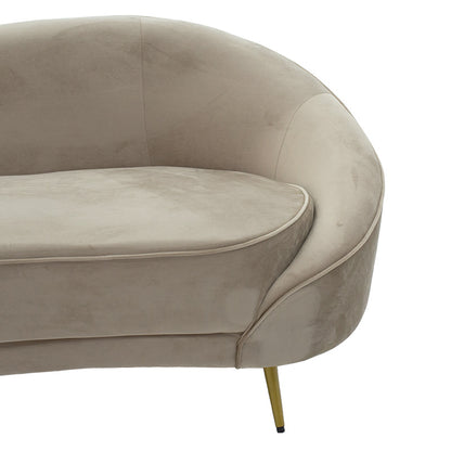 3 seater sofa Amora pakoworld  in beige velvet - golden metal 180x81x77cm