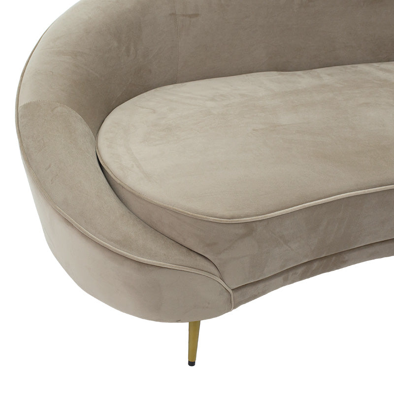 3 seater sofa Amora pakoworld  in beige velvet - golden metal 180x81x77cm