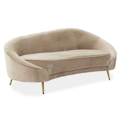 3 seater sofa Amora pakoworld  in beige velvet - golden metal 180x81x77cm