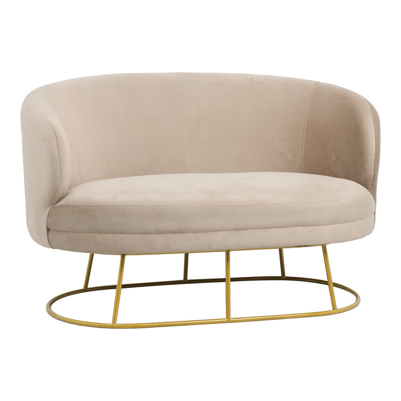 2 seat sofa Rony velvet beige-golden metal leg 135x75x85cm