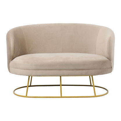 2 seat sofa Rony velvet beige-golden metal leg 135x75x85cm