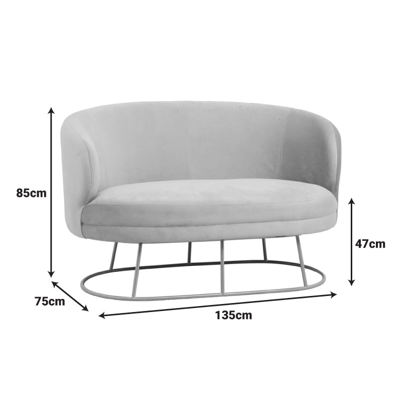 2 seat sofa Rony velvet beige-golden metal leg 135x75x85cm