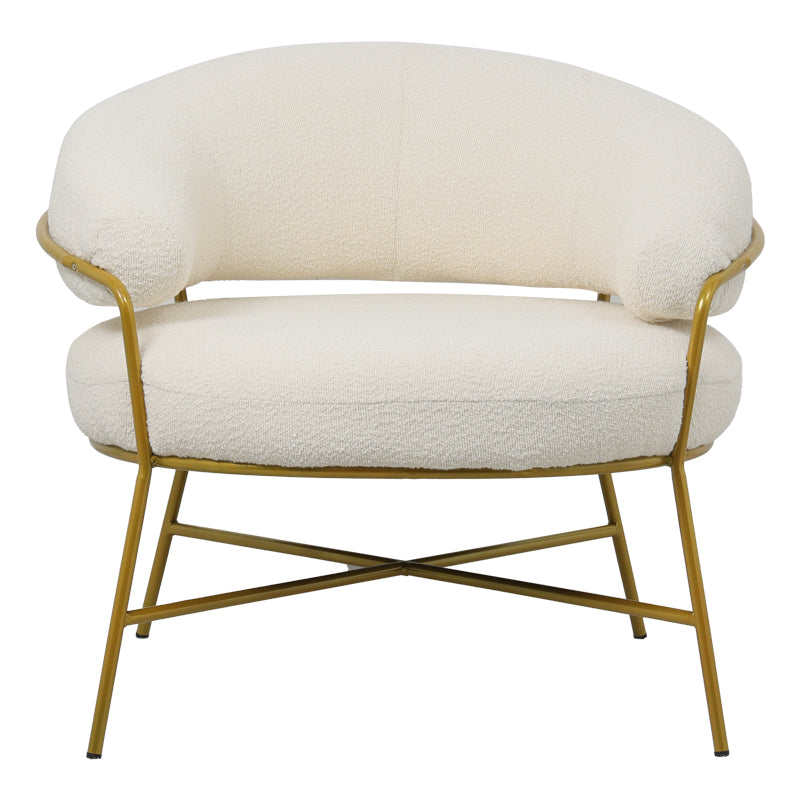 Armchair Malu pakoworld boucle cream-golden metal leg 84x79x76cm