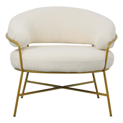 Armchair Malu pakoworld boucle cream-golden metal leg 84x79x76cm