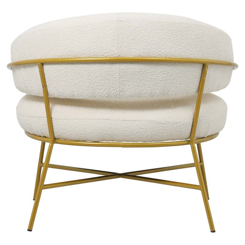 Armchair Malu pakoworld boucle cream-golden metal leg 84x79x76cm