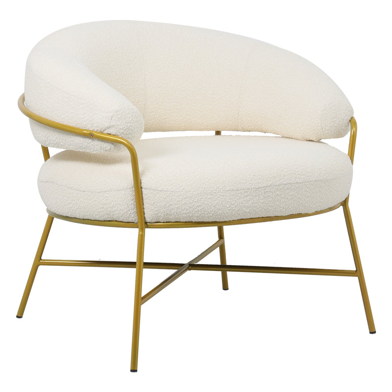 Armchair Malu pakoworld boucle cream-golden metal leg 84x79x76cm