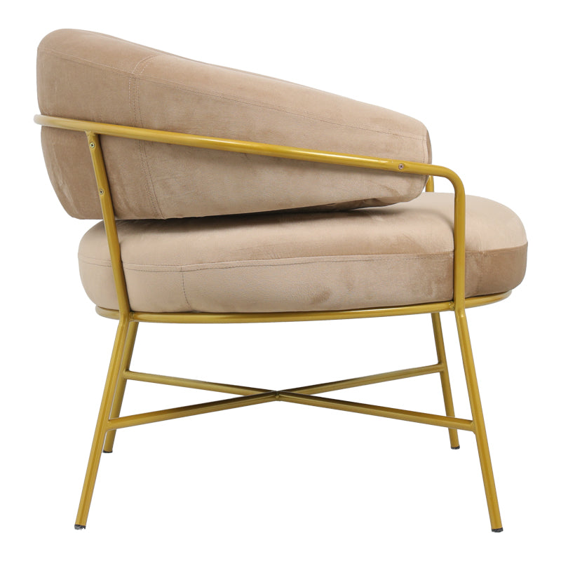 Armchair Malu pakoworld velvet beige-golden metal leg 84x79x76cm