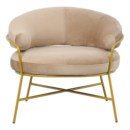 Armchair Malu pakoworld velvet beige-golden metal leg 84x79x76cm