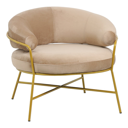 Armchair Malu pakoworld velvet beige-golden metal leg 84x79x76cm