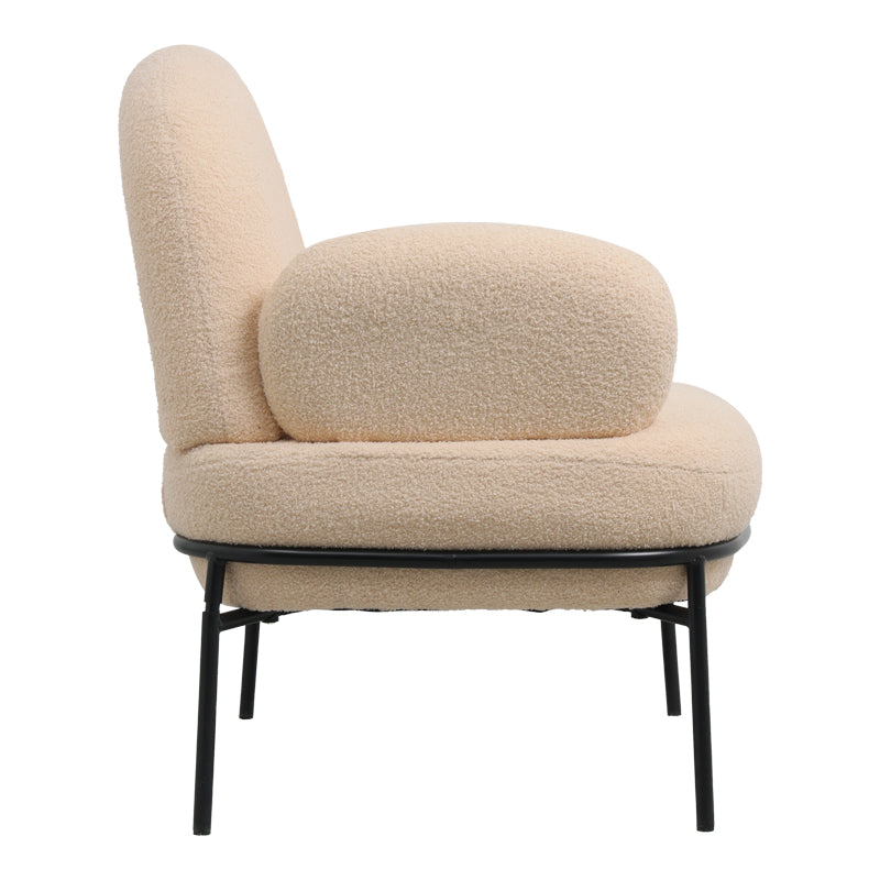 Armchair Jaycob pakoworld boucle beige-black metal leg 74x71x83cm