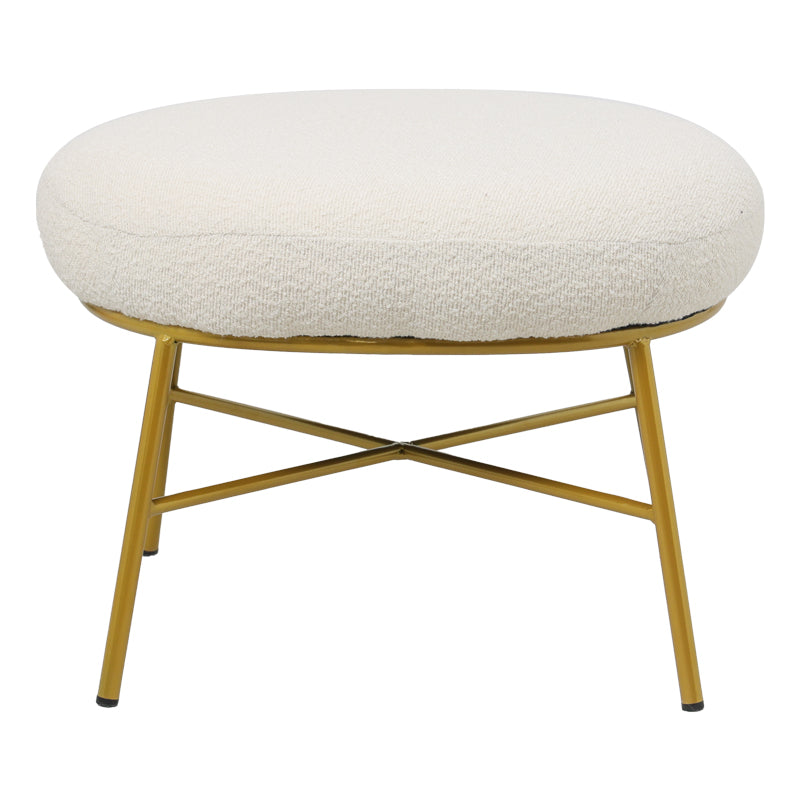 Stool Susanna pakoworld boucle cream-golden metal leg 56x47x40cm