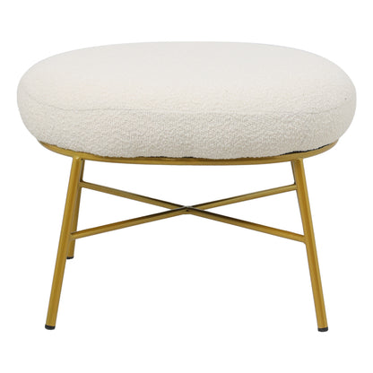 Stool Susanna pakoworld boucle cream-golden metal leg 56x47x40cm
