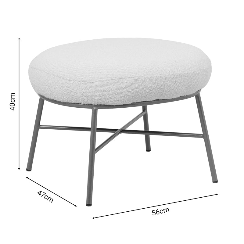 Stool Susanna pakoworld boucle cream-golden metal leg 56x47x40cm