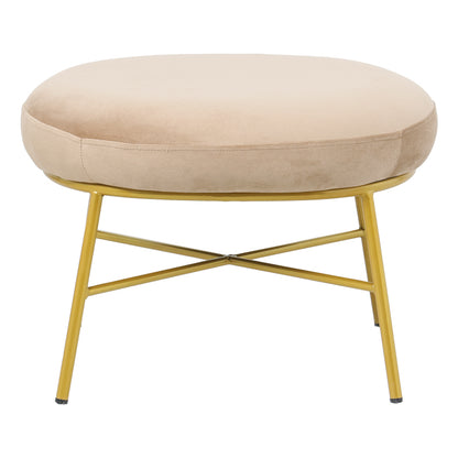 Stool Susanna pakoworld velvet beige-golden metal leg 56x47x40cm